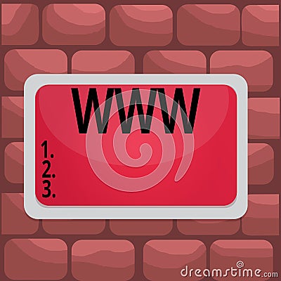 Handwriting text Www. Concept meaning Network of online content Formatted in HTML and accessed via HTTP Board rectangle white Stock Photo