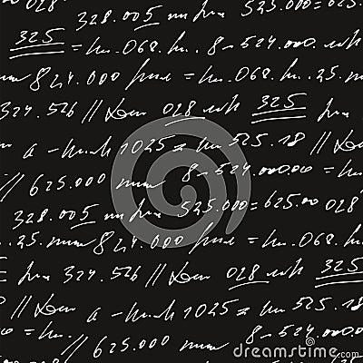 Handwritten abstract text and digits vector seamless pattern Vector Illustration