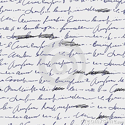 Handwritten abstract text with mistakes and misprints seamless pattern Vector Illustration