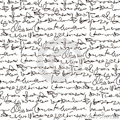Handwritten abstract text, scribbles vector seamless pattern Vector Illustration