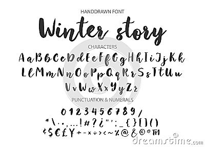 Handwritten Brush font. Hand drawn brush style modern calligraphy. Vector Illustration