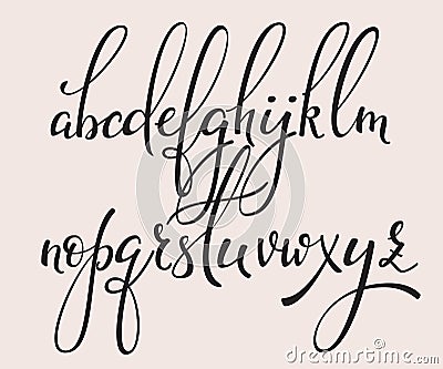 Handwritten brush style calligraphy cursive font Stock Photo