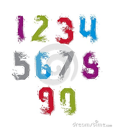 Handwritten contemporary vector digit set, doddle hand-painted s Vector Illustration