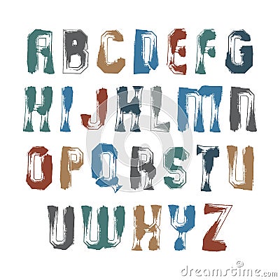 Handwritten contemporary vector digit set, doodle hand-painted nVector alphabet acrylic letters set, hand-drawn colorful script Vector Illustration