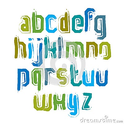 Handwritten contemporary vector lowercase letters, doodle hand-painted alphabet. Vector Illustration