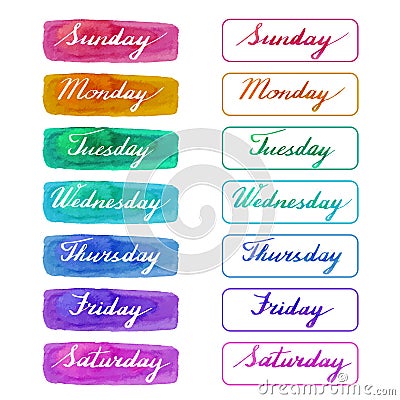 Handwritten days of the week Vector Illustration