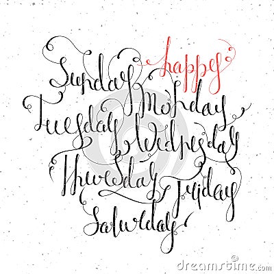 Handwritten days of the week Vector Illustration