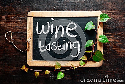 Handwritten decorative Wine tasting sign Stock Photo