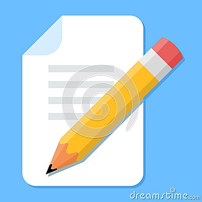 Handwritten Document. Flat Design vector icon Vector Illustration