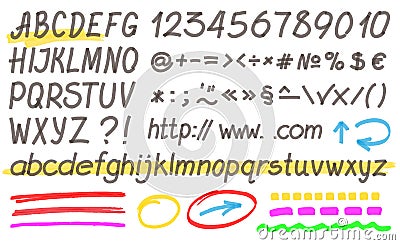 Handwritten Highlighter Alphabet Vector Illustration