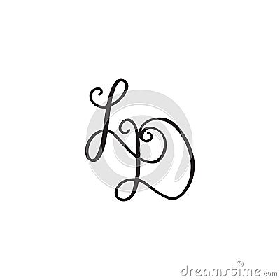 Handwritten monogram LD icon Vector Illustration