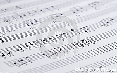 Handwritten Music Notation Stock Photo