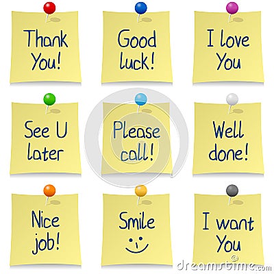 Handwritten Post It Notes Set Vector Illustration