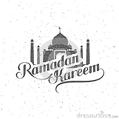 Handwritten Ramadan Kareem retro label. Vector Illustration