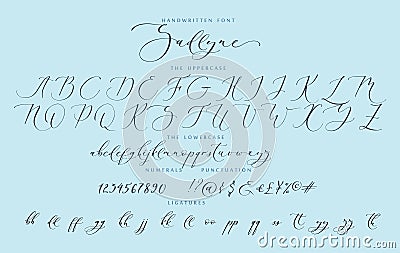 Handwritten script cursive calligraphy playful font vector alphabet set Sadlyne Cartoon Illustration