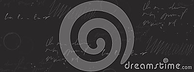 Handwritten seamless script text pattern with abstract coffee stains. Grunge background of journal page, writing notes Vector Illustration