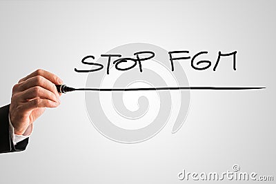 Handwritten sign - Stop FGM Stock Photo