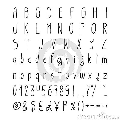 Handwritten simple vector alphabet set Vector Illustration