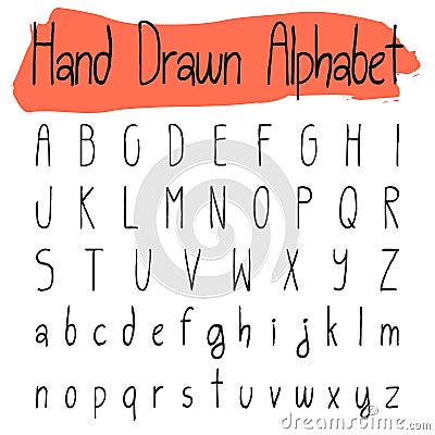 Handwritten simple vector alphabet set Vector Illustration