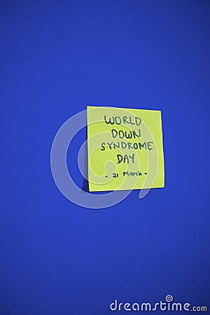 Handwritten Sticky Notes World Down Syndrome Day Stock Photo