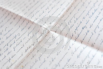 Handwritten text on folded paper - old mail , letter Stock Photo