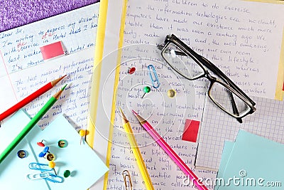 Essays in English language ready for lessons Stock Photo