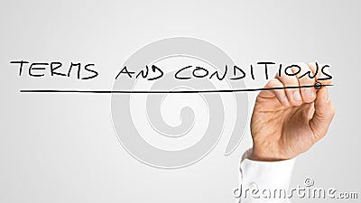 Handwritten Underlined Terms and Conditions Texts Stock Photo