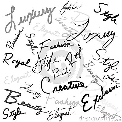 Handwritten Words Vector Illustration