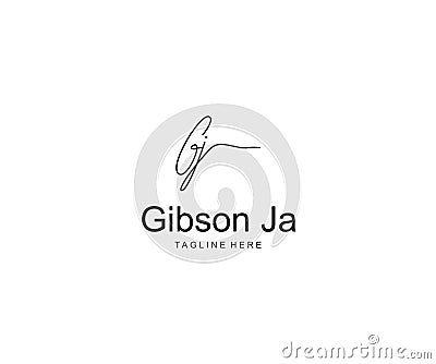 Handwritting Signature Letter GJ Logotype Vector Illustration