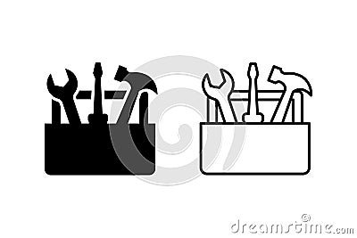Handy toolbox icons. Tool case icon concept. Toolbox or tool kit icon set. Vector Illustration