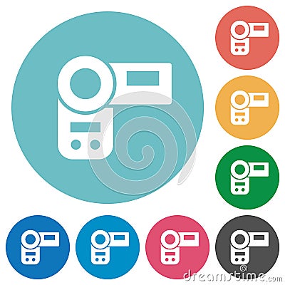 Handycam flat round icons Vector Illustration