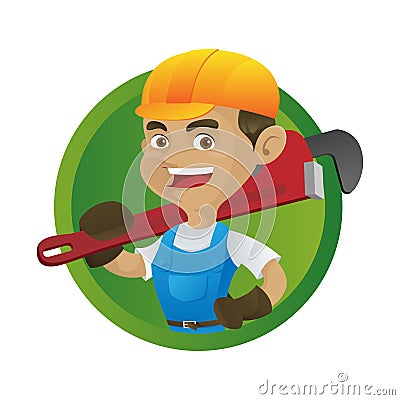 Handyman carrying adjustable Vector Illustration