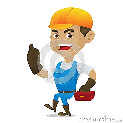 Handyman carrying toolbox Vector Illustration