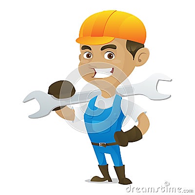 Handyman carrying wrench Vector Illustration