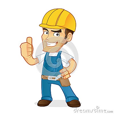 Handyman giving thumb up Vector Illustration