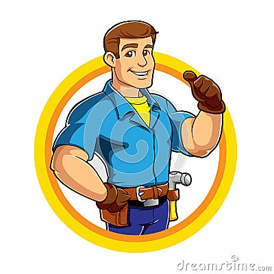 Handyman cartoon mascot Vector Illustration