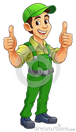 Handyman Mechanic Painter Plumber Cartoon Mascot Vector Illustration