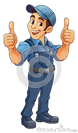 Handyman Mechanic Painter Plumber Cartoon Mascot Vector Illustration