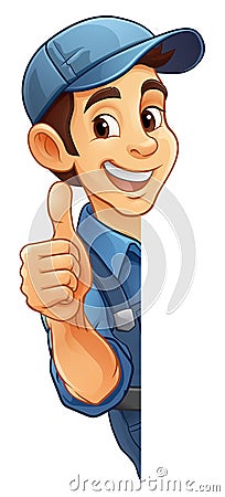 Handyman Mechanic Painter Plumber Cartoon Mascot Vector Illustration