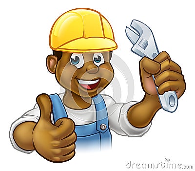 Handyman Mechanic or Plumber With Spanner Vector Illustration