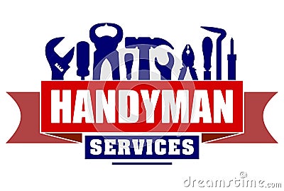 Handyman services vector design for your logo or emblem with red Vector Illustration