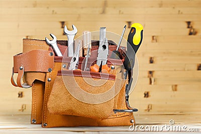 Handyman tool belt Stock Photo