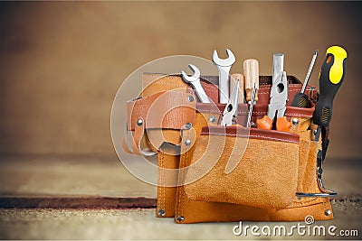 Handyman tool belt Stock Photo