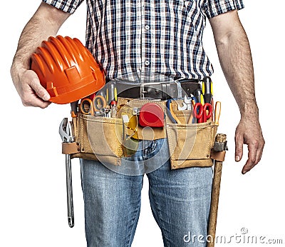 Handyman and tools Stock Photo