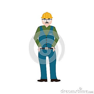 Handyman wearing work clothes and a belt with tools. Vector Illustration