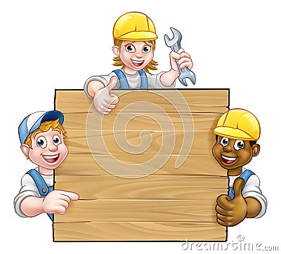 Handyman Workers Background Sign Vector Illustration