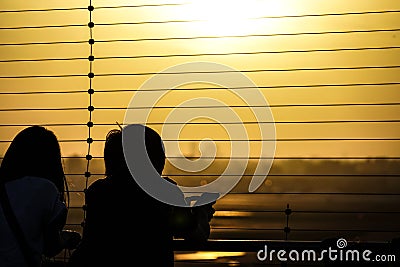 Haneda Airport gazebo and dusk Stock Photo