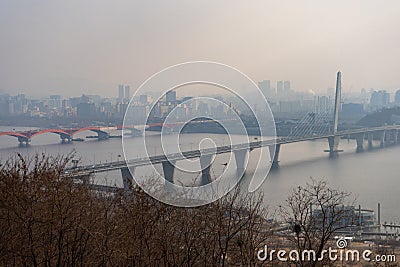 Haneul Park nice landscape and stunning view near Seoul world cup stadium during winter afternoon at Mapo-gu , Seoul South Korea Editorial Stock Photo