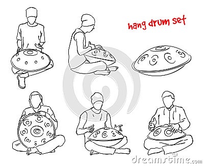 Hang drum musician set Vector Illustration