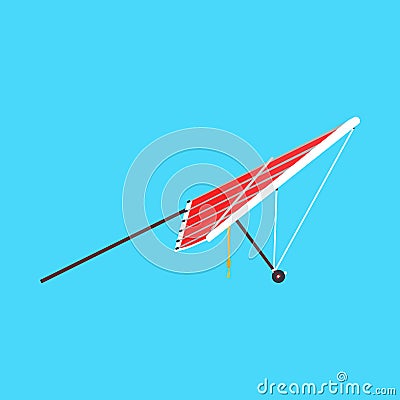 Hang glider sport extreme vector icon side view. Sky adventure hobby para skydiving. Cartoon red plane ascend Vector Illustration